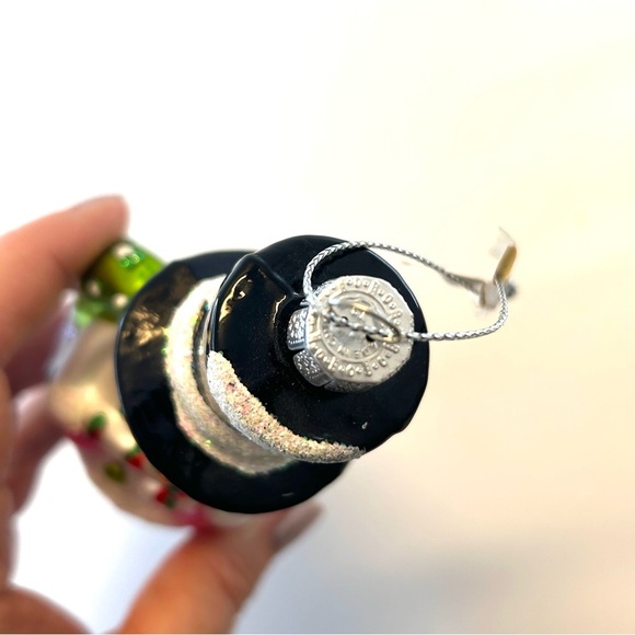 Christmas Ornament Mercury Glass Signed JS Snowman Coming Out Of Hat - Picture 3 of 9